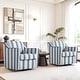 preview thumbnail 7 of 101, Modern Swivel Upholstered Armchair Accent chair Set of 2 LINEN STRIPE NAVY