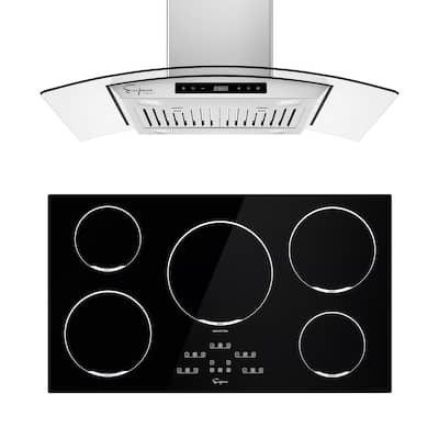 2 Piece Kitchen Appliances Packages Including 36" Induction Cooktop and 36" Island Range Hood