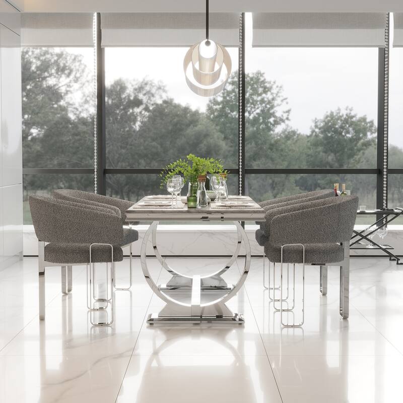 Luxurious Dining Room Table Set with Velvet Dining Chairs