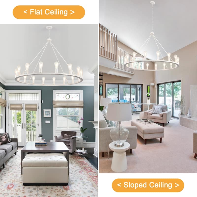 16-Light Farmhouse Chandelier , 47.24 In Wagon Wheel Chandelier for Dining Room Living Room Bedroom Kitchen
