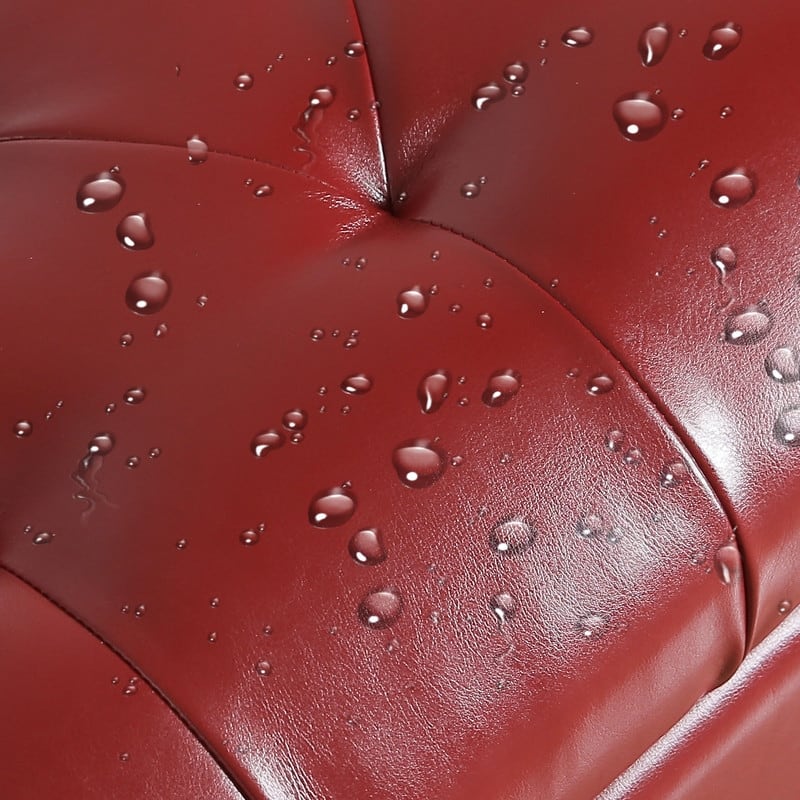Adeco Red Leather Rectangular Storage Ottoman with Lid