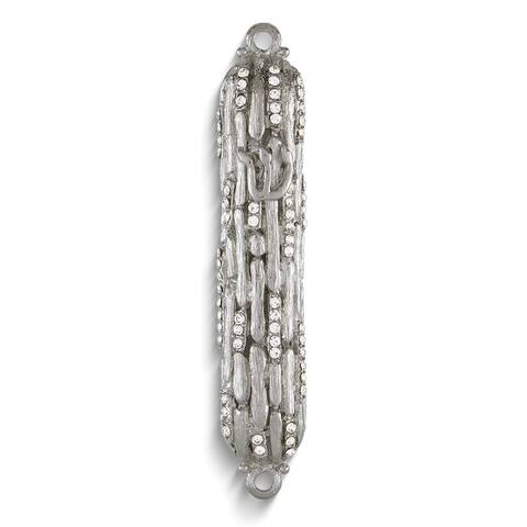 Curata Silver-Tone Bamboo Design with Crystals Mezuzah