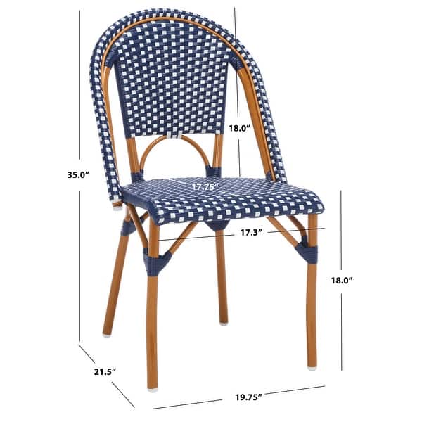 dimension image slide 5 of 8, SAFAVIEH California Outdoor Side Chair Set of 2 (Fully Assembled) - 20 in. W x 22 in. D x 35 in. H