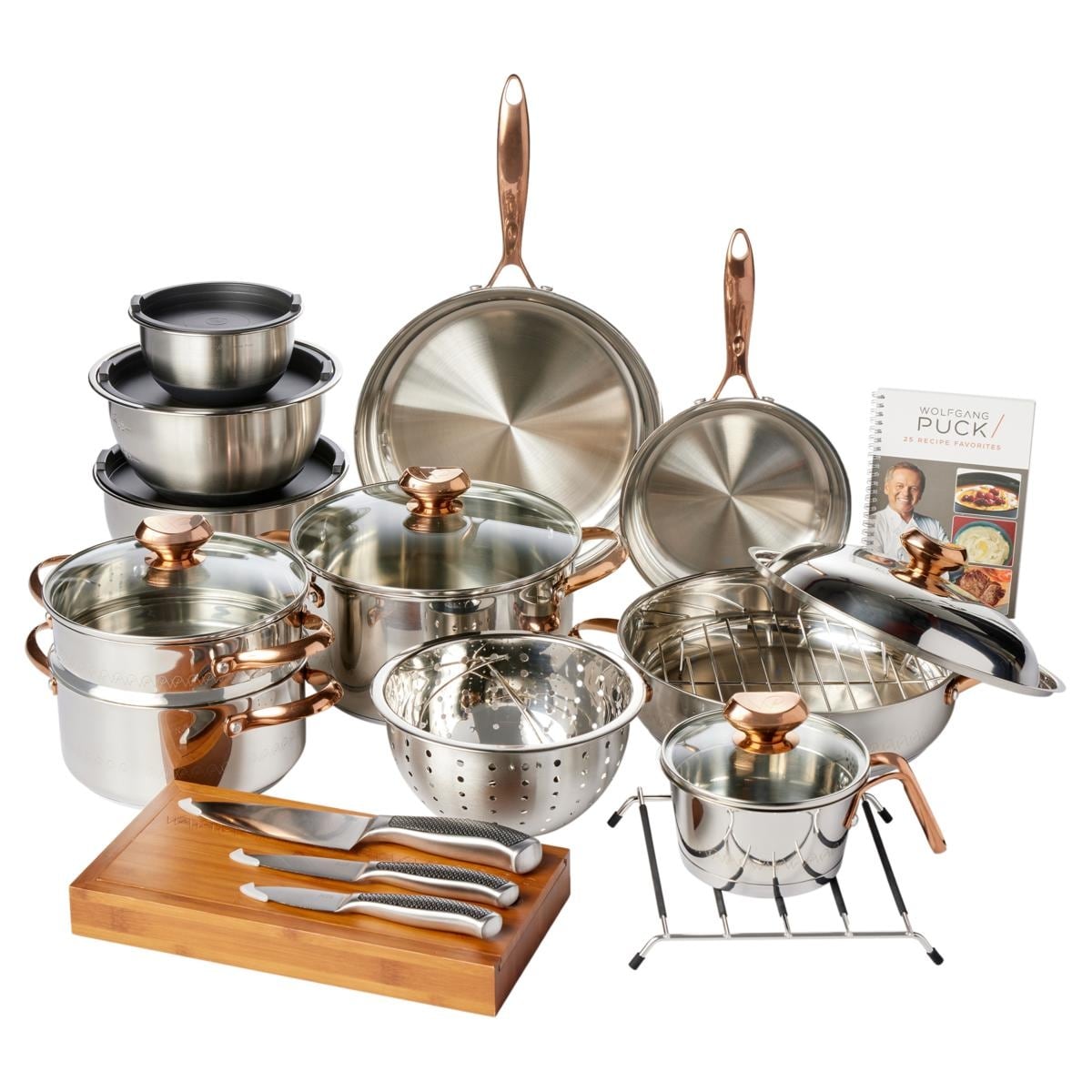 Wolfgang Puck 25th Anniversary 25-piece Stainless Steel Cookware