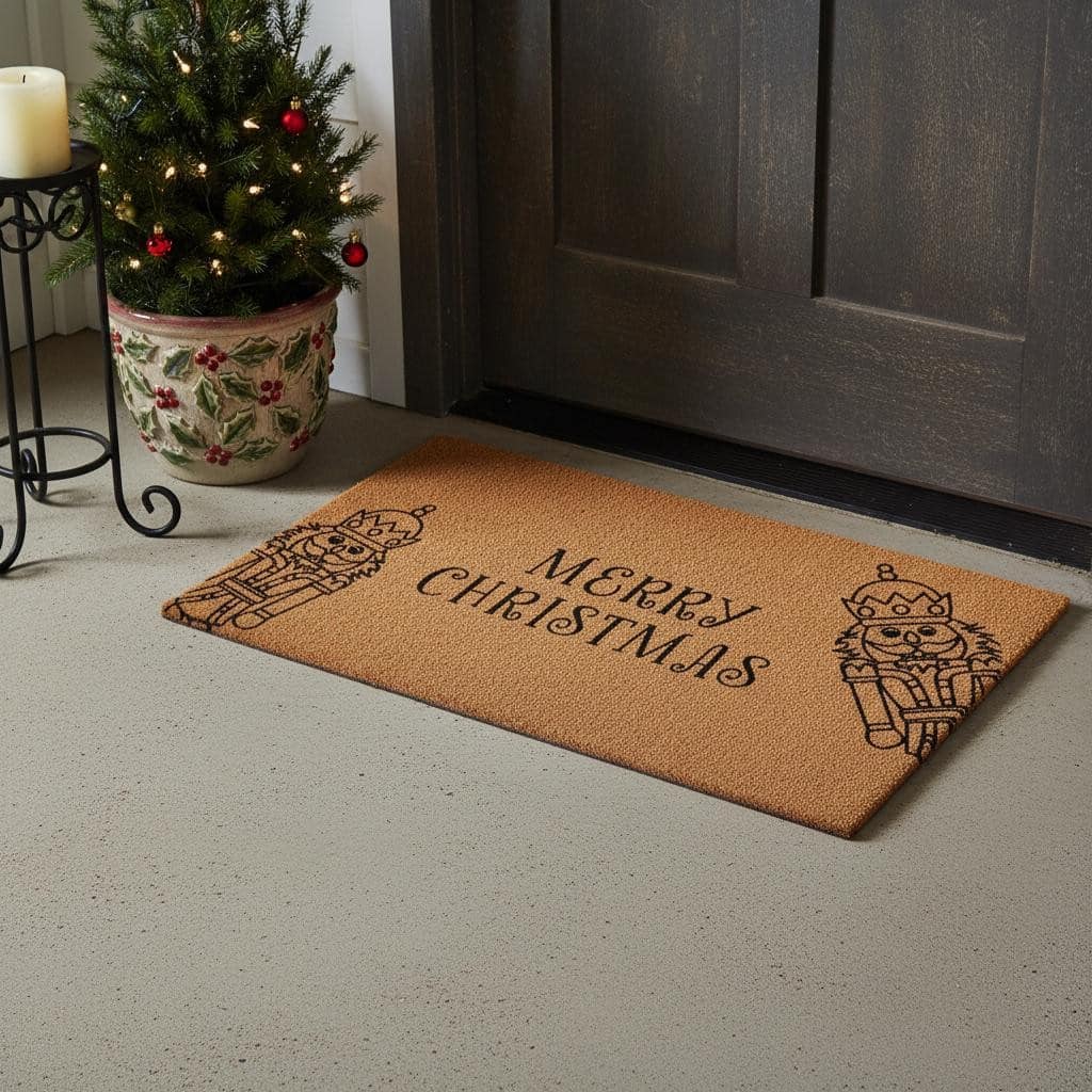HomeRoots 24" X 36" Brown And Black Christmas Merry Christmas Outdoor Coir Door Mat - 24.00' X '36.00