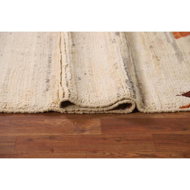 Hand Knotted Oriental 100% Wool Carpet Modern Tribal Beige & Ivories Moroccan Area Rug - 7' 10'' X 5' 8''