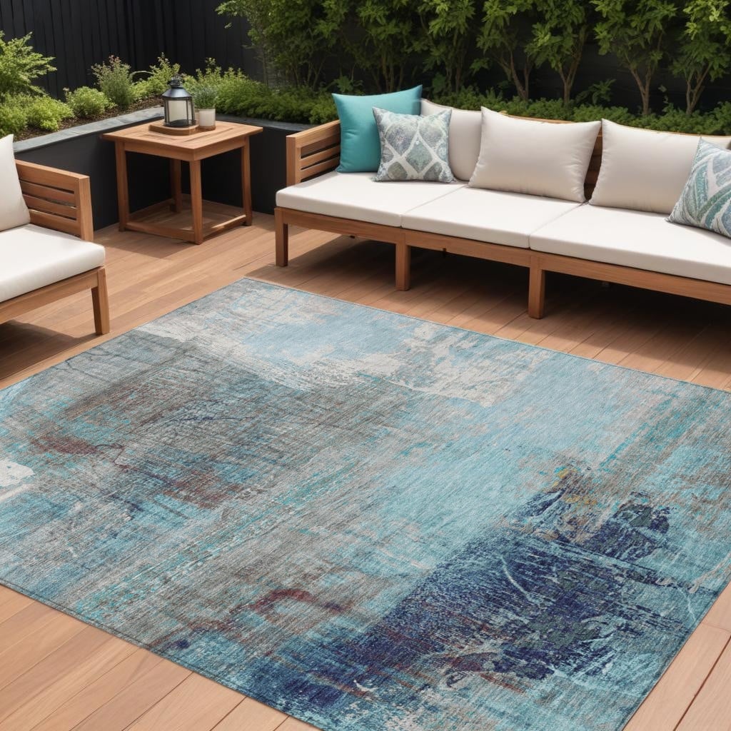 HomeRoots Abstract Transitional Rectangle Outdoor Rug