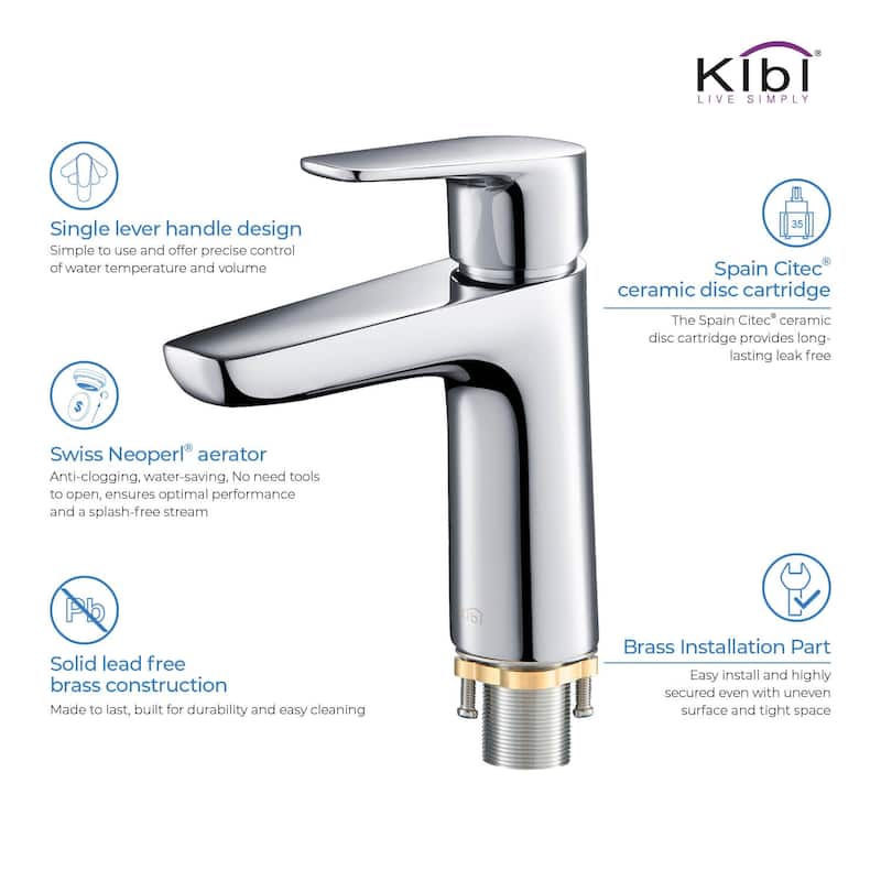 Lead Free Solid Brass Single Handle Bathroom Vanity Sink Faucet with Water Hose