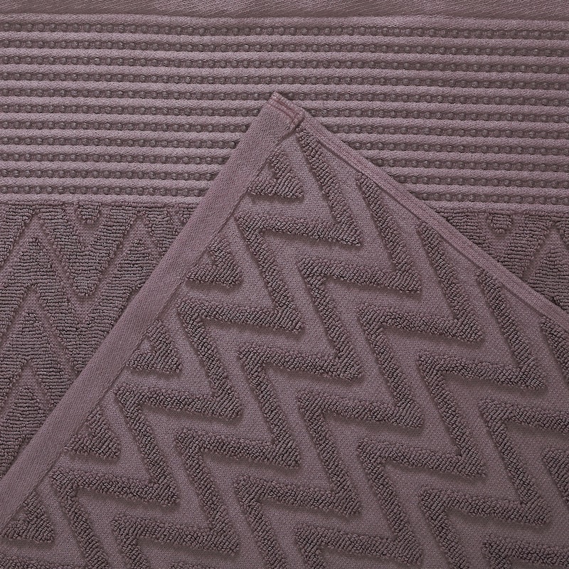 Superior Chevron Zero Twist Solid and Jacquard Cotton 6 Piece Towel Set