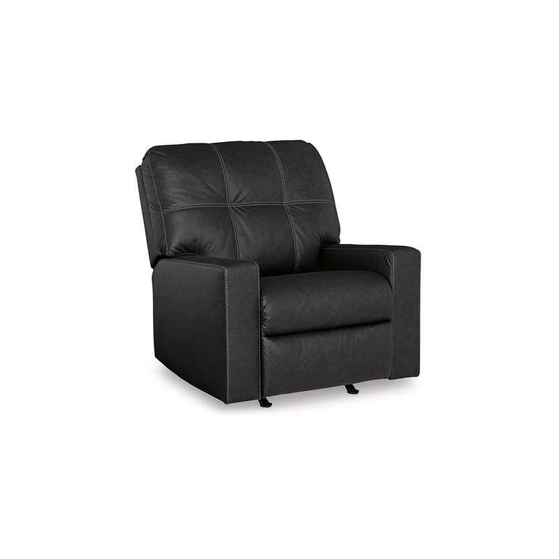 Barl Manual Recliner Chair, 35 Inch Tufted Rich Black Faux Leather