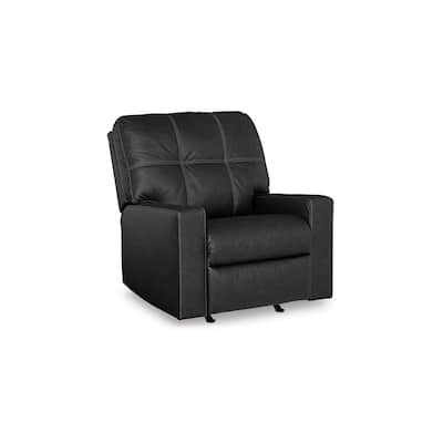 Barl Manual Recliner Chair, 35 Inch Tufted Rich Black Faux Leather