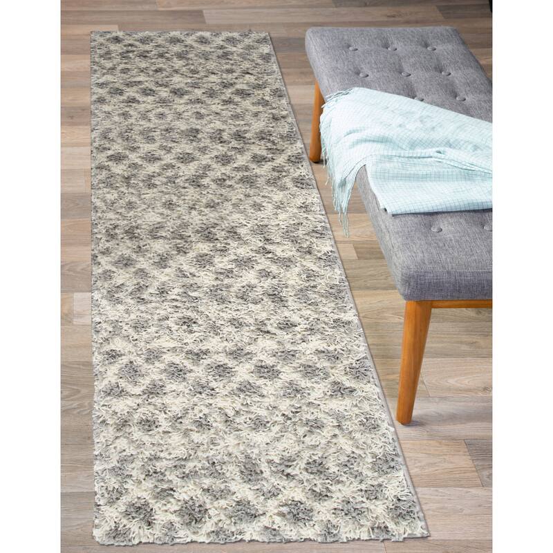 World Rug Gallery Trellis Geometric Plush Shag Area Rug