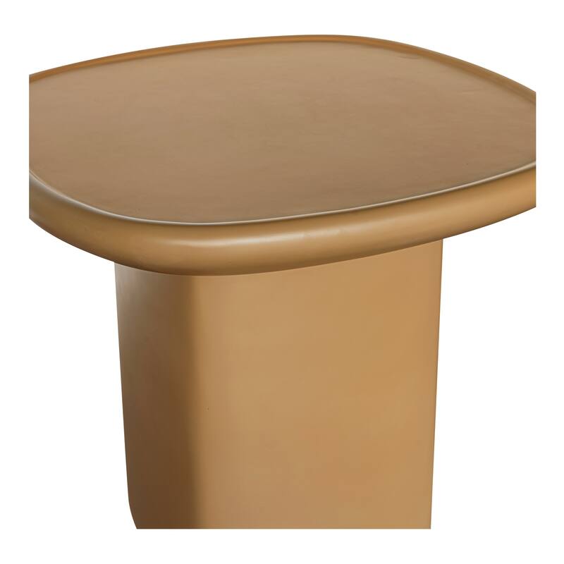NADAAL STUDIOS Henric Outdoor Side Table, Pedestal Shape in Concrete Fiberglass, Small, Deep Yellow