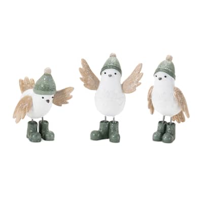 Winter Bird with Snowboots Figurine (Set of 6) - N/A