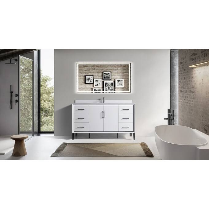 VSD Freestanding Shaker Bathroom Vanity with Cultured Marble Sink