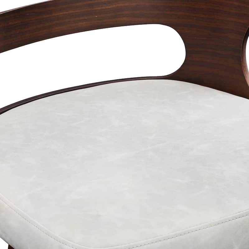 LUE BONA 26" Walnut and Faux Leather Swivel Counter Bar Stools With Backs - 26" H