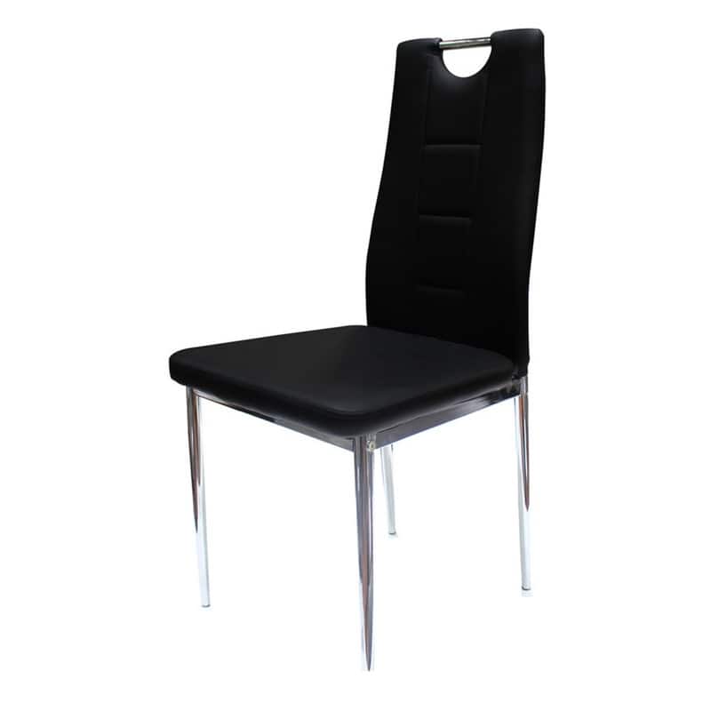 Best Master Furniture Upholstered Chrome Faux Leather Side Chairs (Set of 2)