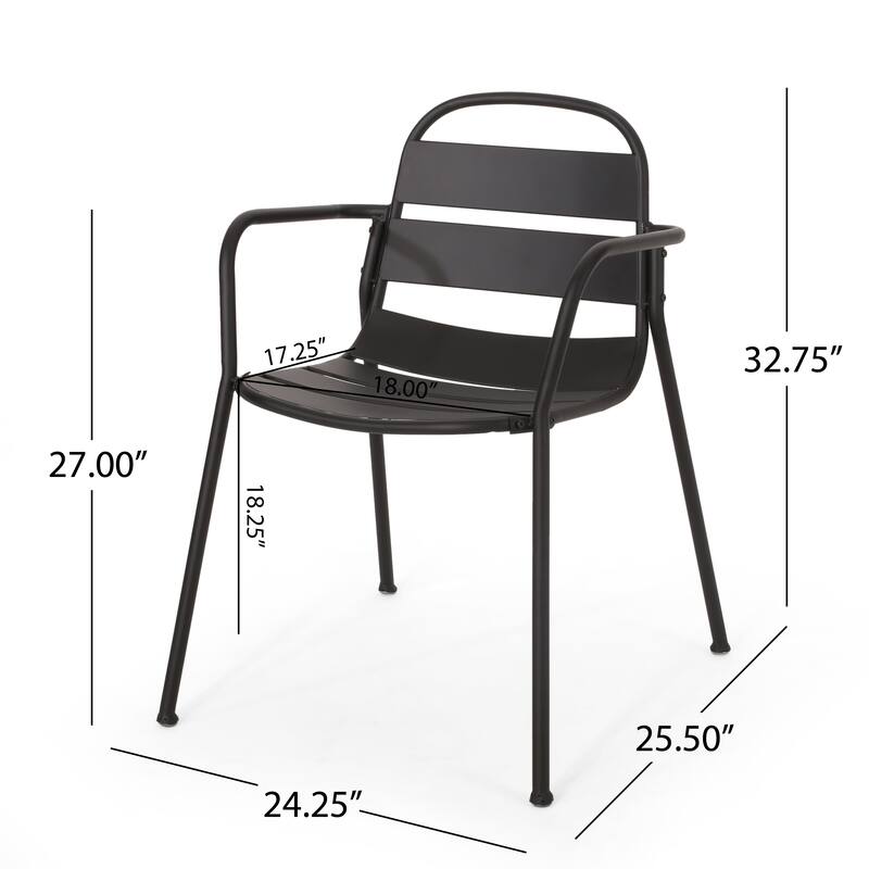 Sleek 3-Piece Outdoor Bistro Set with Powder-Coated Metal Frame, Matte Finish Table & Open Slat Chairs for Patio or Garden