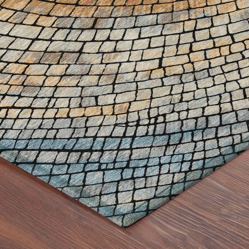 Machine Washable Indoor/ Outdoor Mosaic Rome Chantille Rug