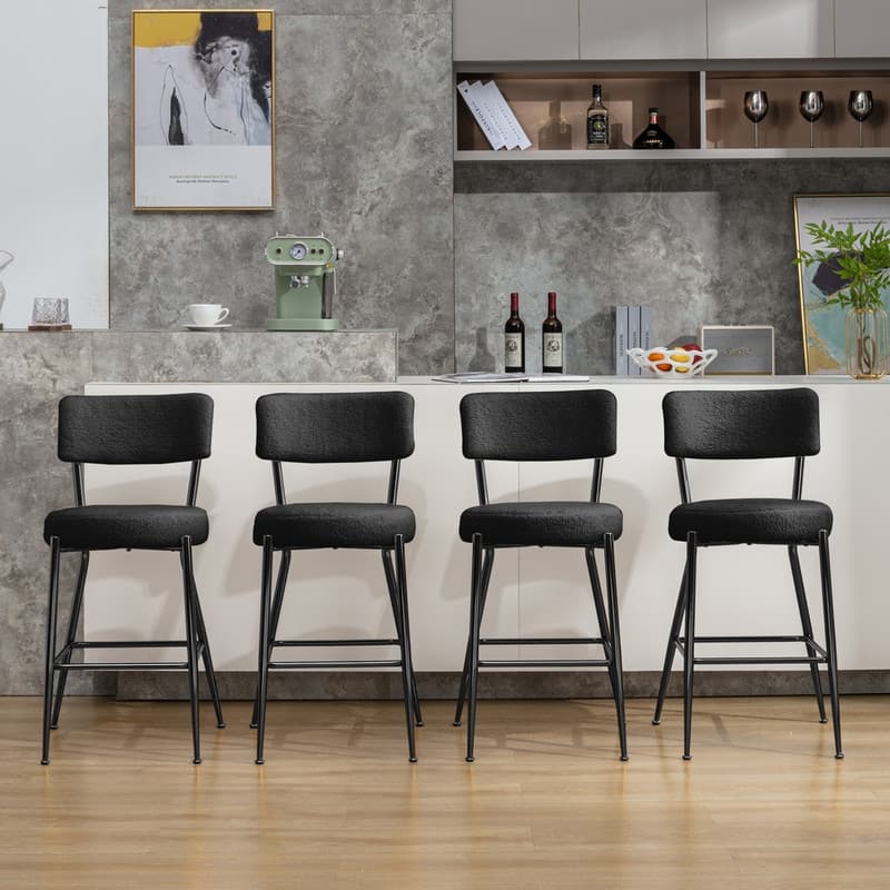 Mixoy 24"Counter Height Modern Teddy Fleece Bar Stools with Metal Legs