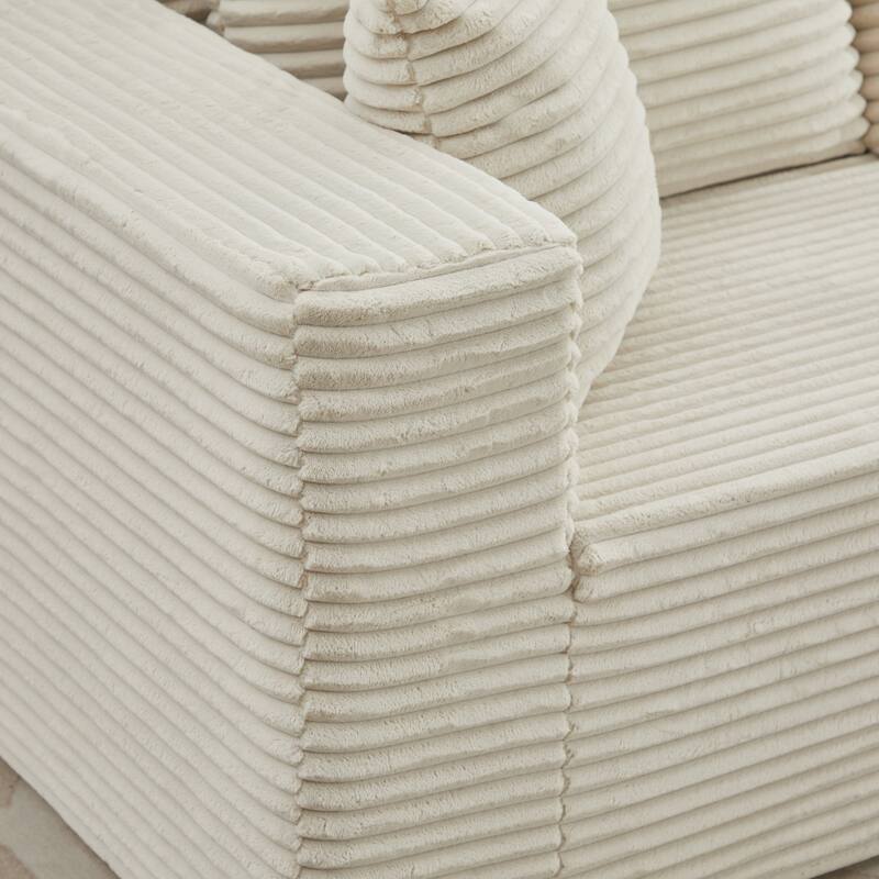 Modular Sectional Sofa with L-Shape Chaise, Oversized Corduroy Upholstered Cloud Sofa, Deep Seat Sofa with 2 Throw Pillows