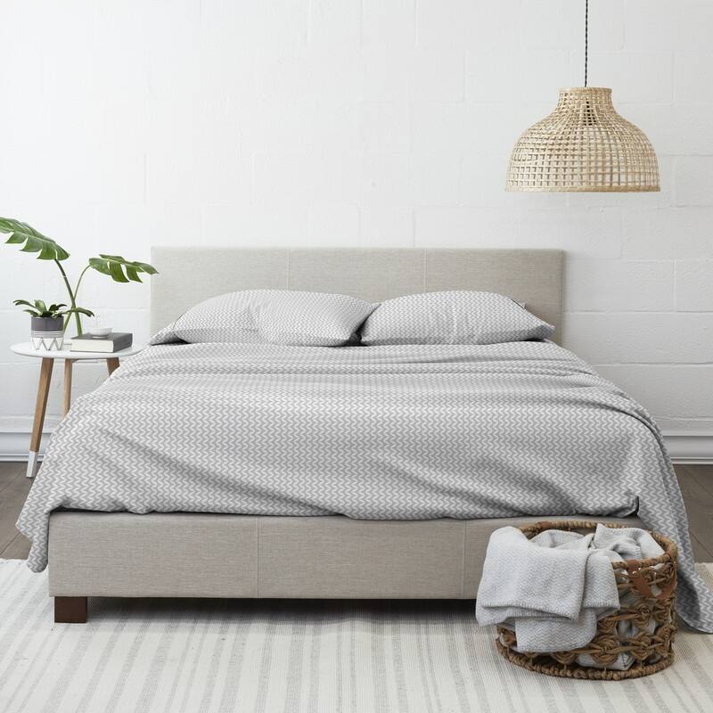 Becky Cameron Puffed Chevron Pattern 4 Piece Deep Pocket Bed Sheet Set