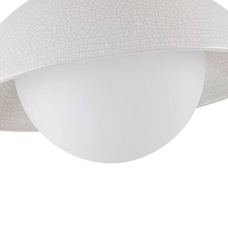 Modern 1-Light Dome Ceramic Semi Flush Mount With Glass Shade - N/A