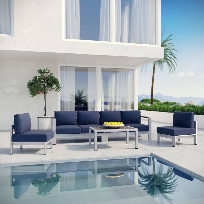Shore 5-piece Outdoor Patio Aluminum Sectional Sofa Set