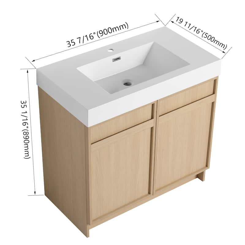 Bathroom Vanity With Sink In 24/30/36 Inch, Freestanding Bathroom Vanity With Soft Close Door and Adjustable Shelf