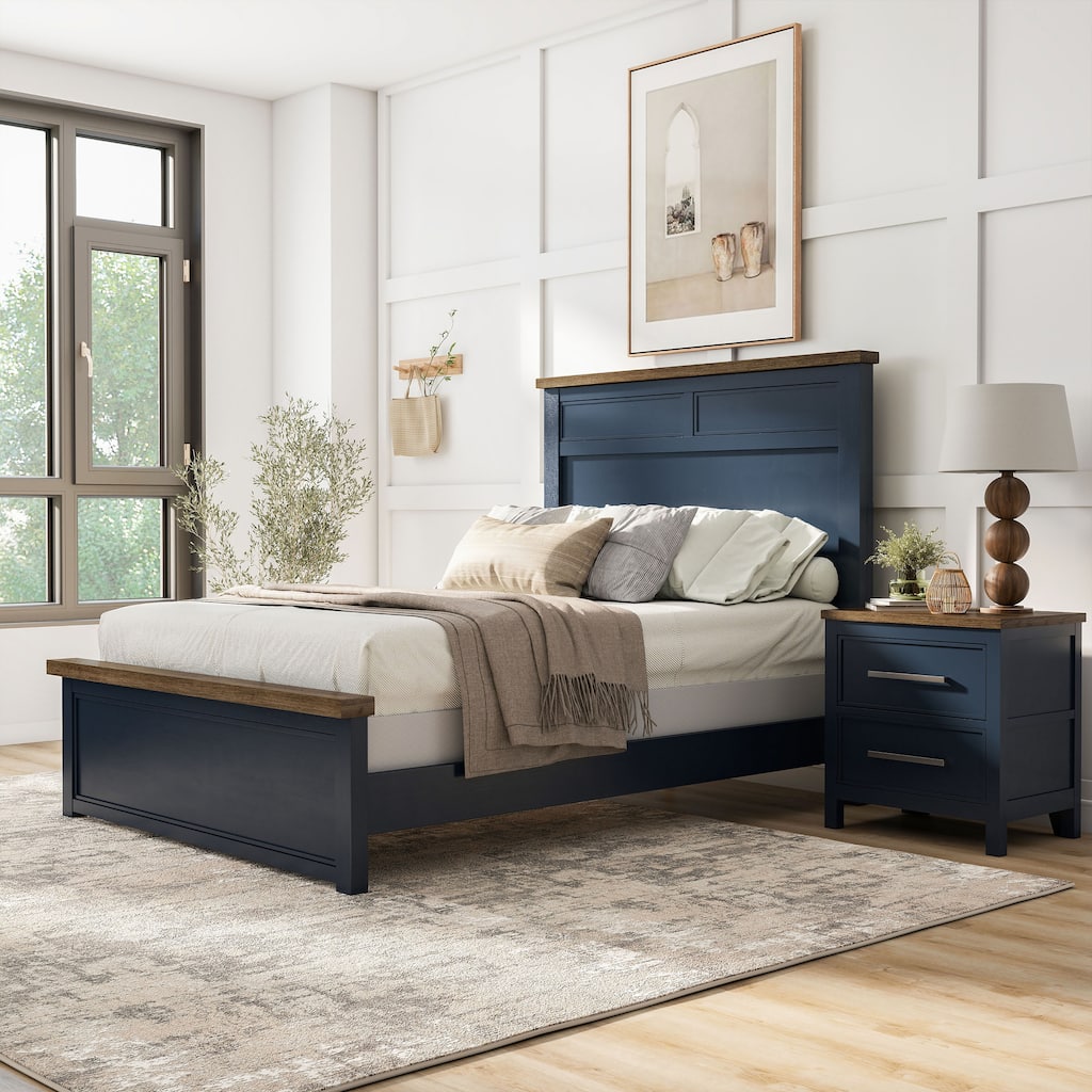 Furniture of America Althea Modern Farmhouse 2-Piece Wood Kids Panel Bed and Nightstand Set