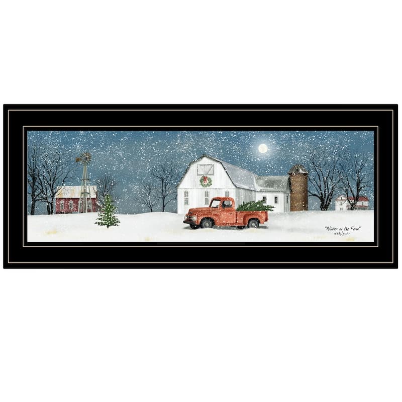 TrendyDecor4U Farmhouse "Winter on The Farm" Framed Print Wall Art by Billy Jacobs