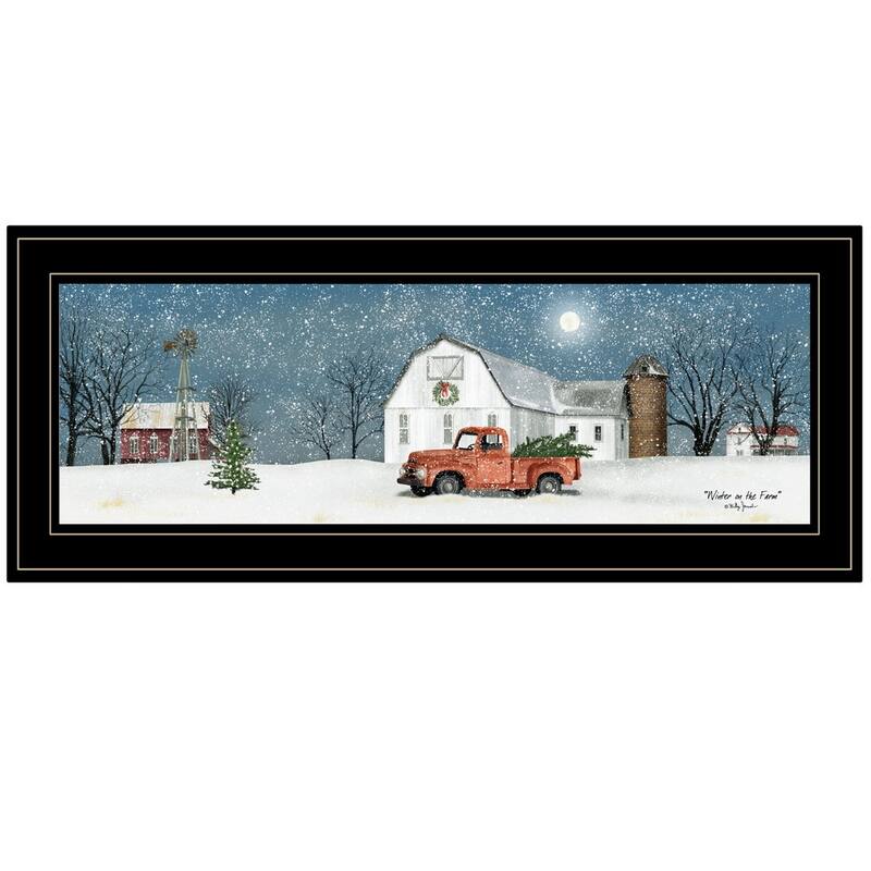 TrendyDecor4U Farmhouse "Winter on The Farm" Framed Print Wall Art by Billy Jacobs