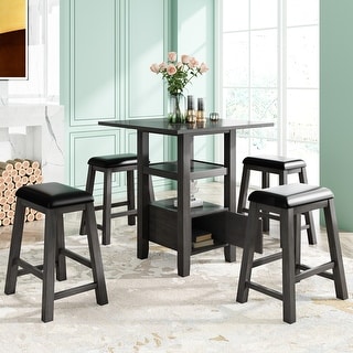 5 Pieces Counter Height Wood Kitchen Dining Table Set with 4 ...