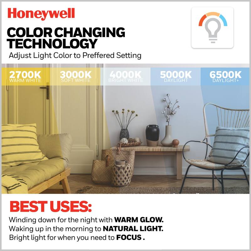 48" Honeywell Berryhill Ceiling Fan with Color Changing LED Light, Pull Chain, Dual Mounting Options, 3 Dual Finish Blades
