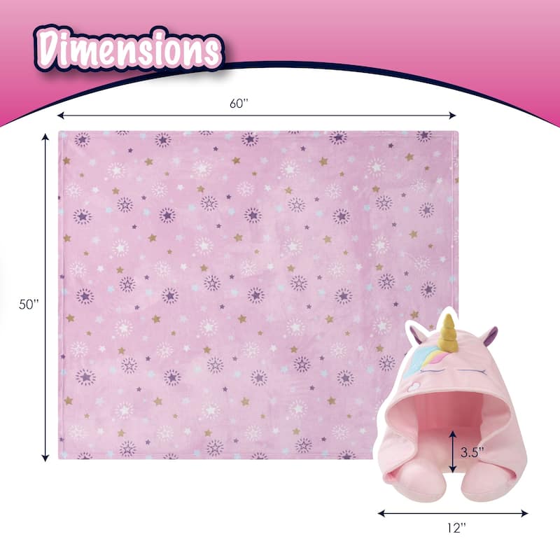 3D Animal Hooded Neck Pillow and Throw Set for Kids