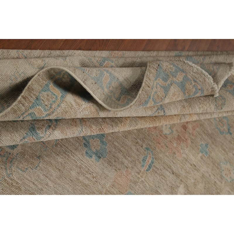 Vegetable Dye Oushak Turkish Rug Hand-Knotted Transitional Wool Carpet - 7'11"x 9'7"