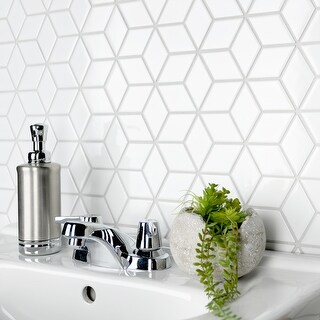 SomerTile White Porcelain Mosaic Floor Wall Tile