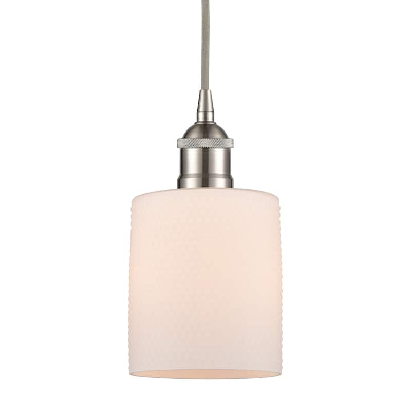 Innovations Lighting 616-1P-10-5 Cobbleskill Pendant Cobbleskill 5" - Brushed Satin Nickel / Matte White