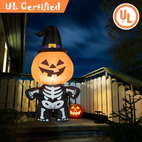 Shop Gymax 5ft Inflatable Capped Pumpkin Skeleton Lantern