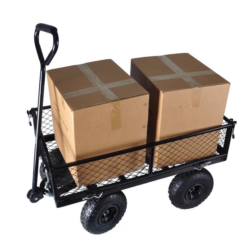 Multifunctional Garden Cart with Removable Side Panels, 550LBS Capacity