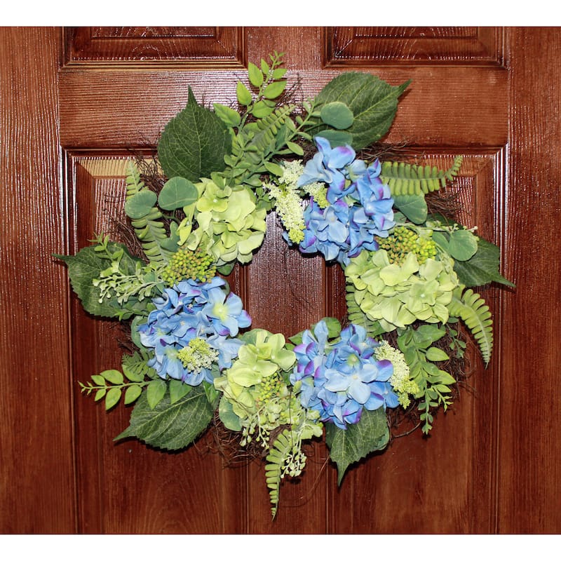 24" Blue Hydrangea Wreath