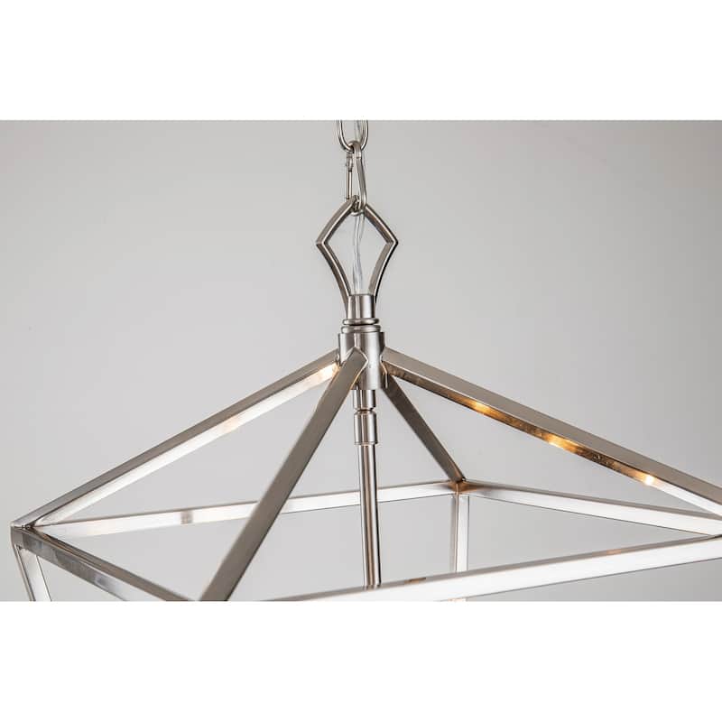 Brushed Nickel 4-Light Lantern Pendant 12 in with Sleeve - Brushed Nickel