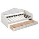 preview thumbnail 6 of 9, Twin Size Upholstered Daybed with Roll-out Trundle Drawers and USB Charging Ports, Velvet Sofabed Frame for Living Room, Beige