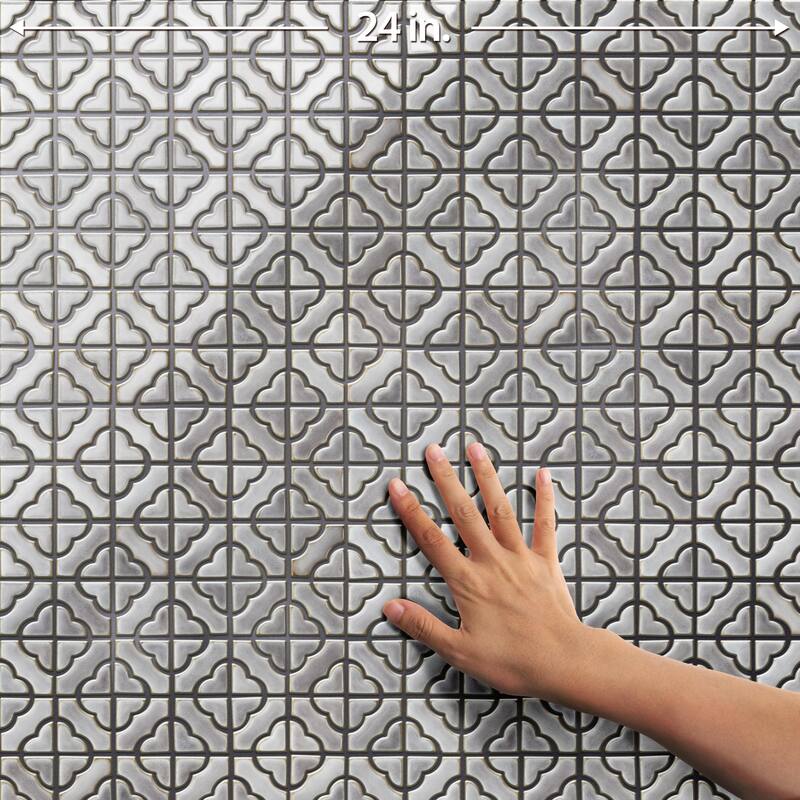 Merola Tile Hudson Tower Grey Eye 12" x 12" Porcelain Mosaic Floor and Wall Tile