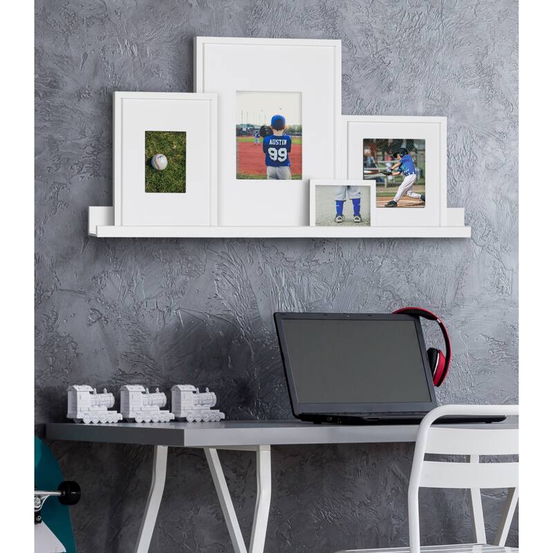 Kate and Laurel Gallery Wall Shelf with Frames Set