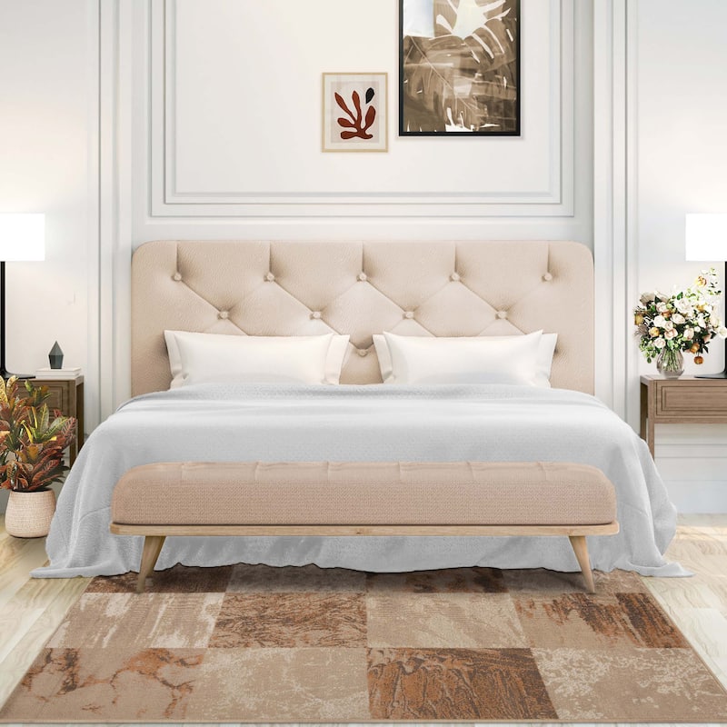 Patchwork Modern Eclectic Color Block Indoor Area Rug by Superior - 7' X 9' - Camel