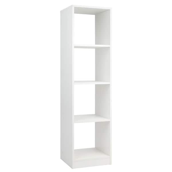 slide 2 of 8, White Engineered Wood Space-Saving Narrow 5-Tier White Bookcase with 4 Cubes Storage Shelf - 15" x 13" x 56" (L x W x H)