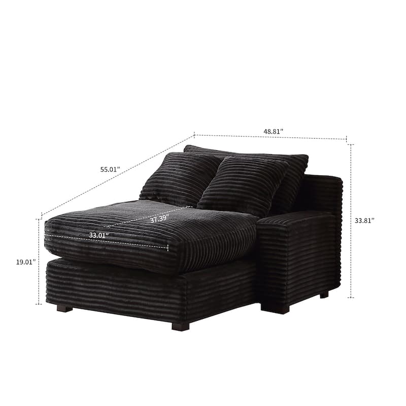 Modern Stylish Corduroy Fabric Upholstered Chaise Lounge Chair