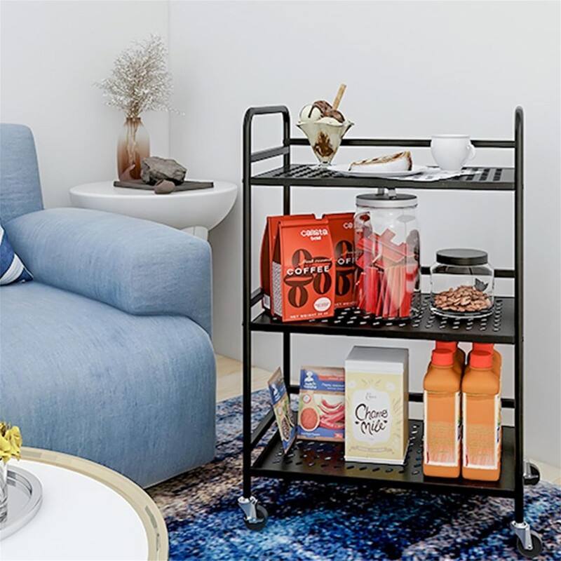 3 Tier Rolling Cart with Drawer - 11.81"D x 18.9"W x 29.53"H