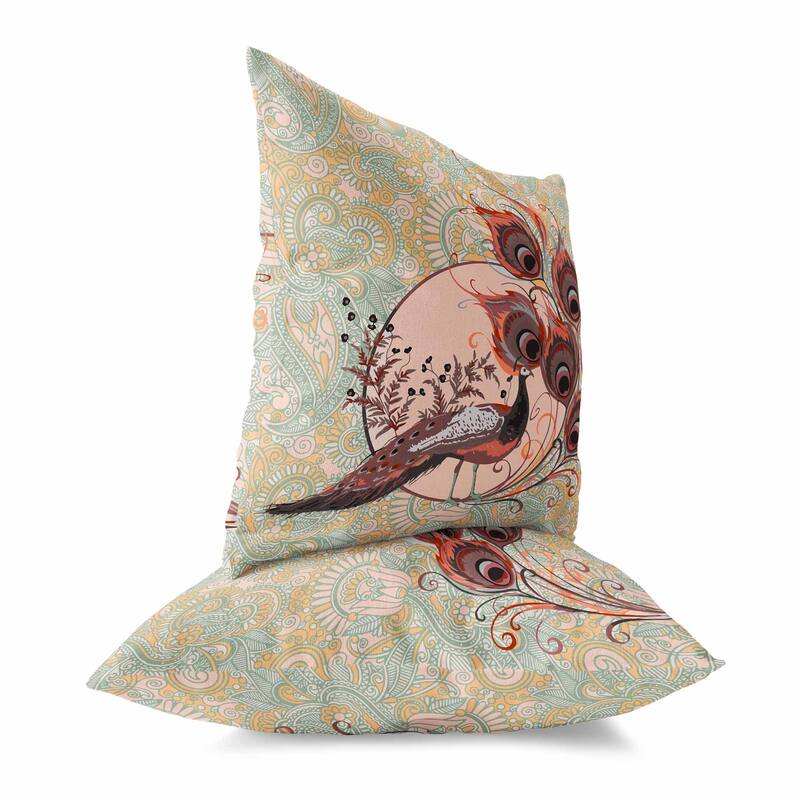 Cambridge And Blue Paisley Peacock Dreams Indoor/Outdoor Throw Pillow Zipper